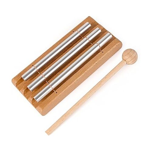  Meditation Trio Chime, AKLOT Chime Three Tone Trio Chime Bell Hand Percussion Chimes for Prayer Meditation Yoga Teachers' Classroom Management