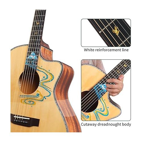  AKLOT Acoustic Guitar for Beginners Full Size 4/4 Folk Guitars Cutaway Acoustique Guitare Starter Kit (Solid Guitar W/Hard Case)