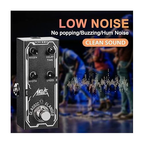  Classic Flanger Guitar Pedal, AKLOT Electric Effects Pedals Mini Single Type DC 9V True Bypass