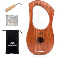 7 String Lyre Harp, AKLOT 7 Metal Strings Lye Harp Bone Saddle Mahogany with Tuning Wrench and Black Gig Bag