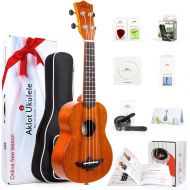 [아마존 핫딜]  [아마존핫딜]AKLOT AKS21 Soprano Ukulele Solid Mahogany Ukelele 21 Beginners Starter Kit with Free Online Courses and Ukulele Accessories