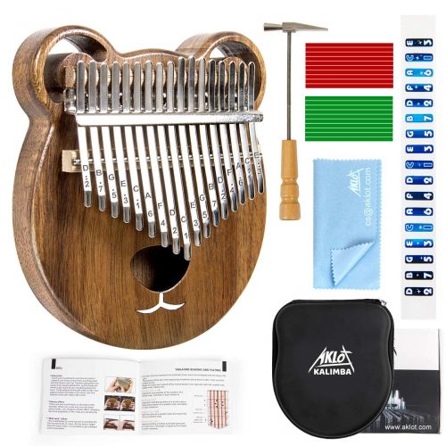  [아마존 핫딜]  [아마존핫딜]AKLOT Kalimba 17 Schluessel Marimba Daumen Klavier Massivholz Finger Piano Mbira afrikanisches Instrument fuer Kinder Erwachsene mit Lernanleitung Start Kits mit Schutzhuelle Stimmham