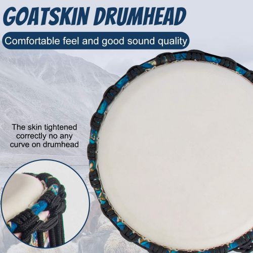  [아마존베스트]AKLOT Goatskin Cloth Drum, Cloth Stitching Bongo Congo Djembe Drum 11 x 20 ABS Resin Lightweight Goatskin Drumhead for Starter Beginners(Blue Floral)