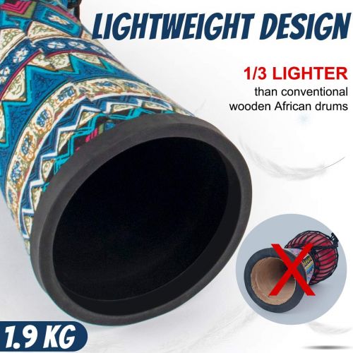  [아마존베스트]AKLOT Goatskin Cloth Drum, Cloth Stitching Bongo Congo Djembe Drum 11 x 20 ABS Resin Lightweight Goatskin Drumhead for Starter Beginners(Blue Floral)