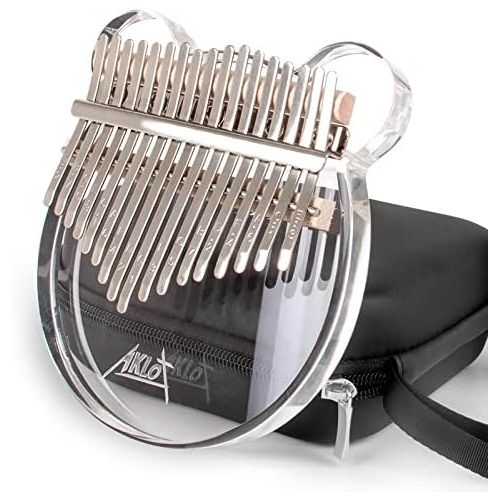  [아마존베스트]AKLOT Kalimba 17 Keys Transparent Acrylic Panda Thumb Piano Note Carved Starter Finger Piano with Kalimba Case Tune Hammer Study Booklet Stickers