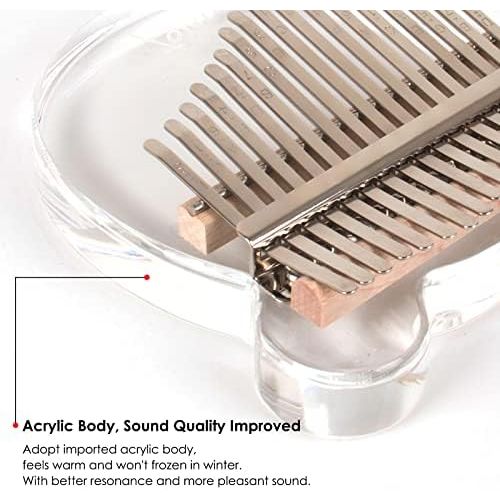  [아마존베스트]AKLOT Kalimba 17 Keys Transparent Acrylic Panda Thumb Piano Note Carved Starter Finger Piano with Kalimba Case Tune Hammer Study Booklet Stickers