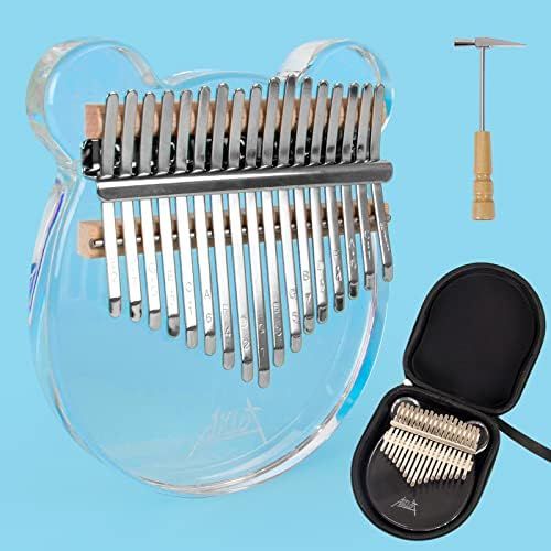  [아마존베스트]AKLOT Kalimba 17 Keys Transparent Acrylic Panda Thumb Piano Note Carved Starter Finger Piano with Kalimba Case Tune Hammer Study Booklet Stickers