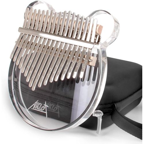  [아마존베스트]AKLOT Kalimba 17 Keys Transparent Acrylic Panda Thumb Piano Note Carved Starter Finger Piano with Kalimba Case Tune Hammer Study Booklet Stickers