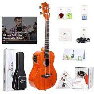 [아마존베스트]AKLOT Electric Ukulele 23 Inch Concert Ukelele Solid Mahogany Uke For Professional Player With Ukele Beginner Kit (Gig Bag, Picks, Tuner, Strap, String, Cleaning Cloth, Starter Manual)