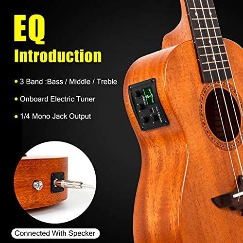  [아마존베스트]AKLOT Electric Ukulele 23 Inch Concert Ukelele Solid Mahogany Uke For Professional Player With Ukele Beginner Kit (Gig Bag, Picks, Tuner, Strap, String, Cleaning Cloth, Starter Manual)