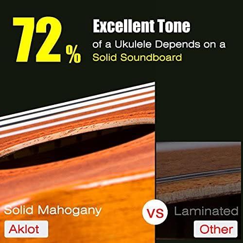  [아마존베스트]AKLOT Electric Ukulele 23 Inch Concert Ukelele Solid Mahogany Uke For Professional Player With Ukele Beginner Kit (Gig Bag, Picks, Tuner, Strap, String, Cleaning Cloth, Starter Manual)