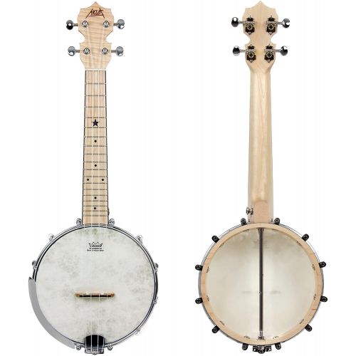  [아마존베스트]AKLOT Banjo Ukulele Concert 23 inch Remo Drumhead Open Back Maple Body 15:1 Advanced Tuner with Two Way Truss Rod Gig Bag Tuner String Strap Picks