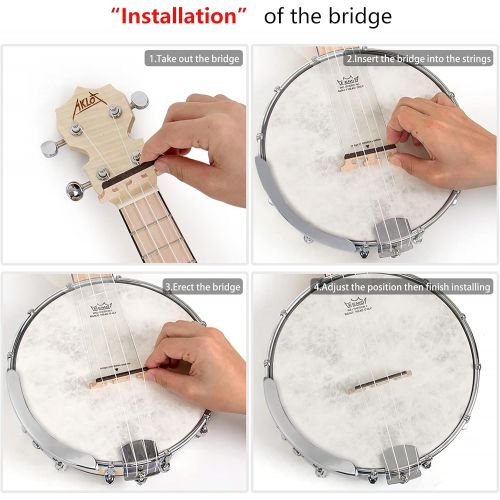  [아마존베스트]AKLOT Banjo Ukulele Concert 23 inch Remo Drumhead Open Back Maple Body 15:1 Advanced Tuner with Two Way Truss Rod Gig Bag Tuner String Strap Picks