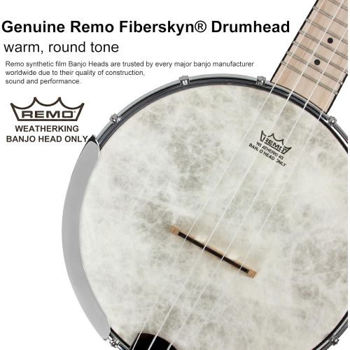  [아마존베스트]AKLOT Banjo Ukulele Concert 23 inch Remo Drumhead Open Back Maple Body 15:1 Advanced Tuner with Two Way Truss Rod Gig Bag Tuner String Strap Picks