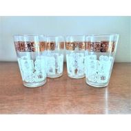 /AKitschIsJustAKitsch 4 Vintage Libbey Early American Juice Glasses, Mid Century Colonial Orange Juice Glasses