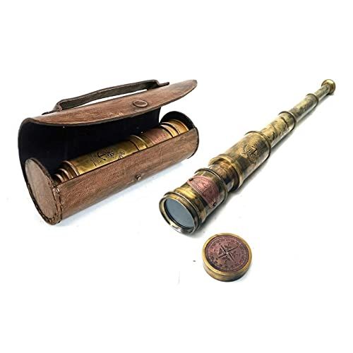  [아마존베스트]ALADEAN Scout Regiment Brass Telescope 19 London 1940 Broadhurt Clarkson Antique Replica Spyglass Scope High Resolution DF Lens Brilliant Magnification