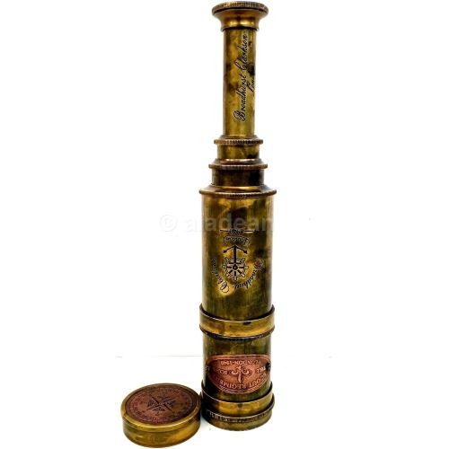  [아마존베스트]ALADEAN Scout Regiment Brass Telescope 19 London 1940 Broadhurt Clarkson Antique Replica Spyglass Scope High Resolution DF Lens Brilliant Magnification