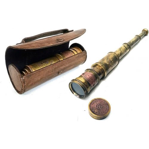  [아마존베스트]ALADEAN Scout Regiment Brass Telescope 19 London 1940 Broadhurt Clarkson Antique Replica Spyglass Scope High Resolution DF Lens Brilliant Magnification