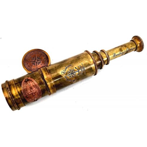  [아마존베스트]ALADEAN Scout Regiment Brass Telescope 19 London 1940 Broadhurt Clarkson Antique Replica Spyglass Scope High Resolution DF Lens Brilliant Magnification