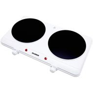 [아마존베스트]ALASKA DIF 2518 Double Infrared Cooking Plate 2500 W Short Heating Time Continuous Temperature Control 2 x 18.8 cm Glass Plate Non-slip Feet Operating Control Light