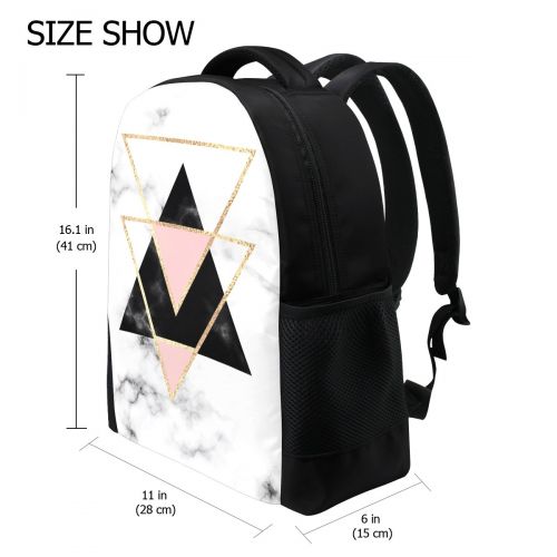  ALAZA Geometry Marble Casual Backpack Waterproof Travel Daypack School Bag