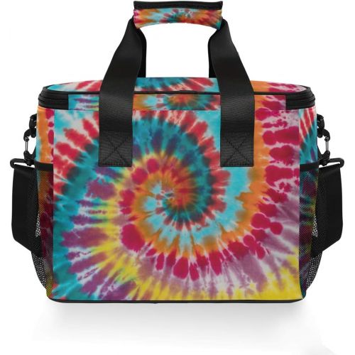  ALAZA Colorful Tie Dye Traditional Swirl Large Cooler Insulated Picnic Bag Lunch Box for Adult Men Women