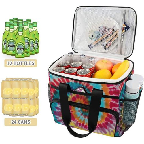  ALAZA Colorful Tie Dye Traditional Swirl Large Cooler Insulated Picnic Bag Lunch Box for Adult Men Women