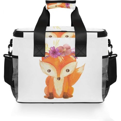  ALAZA Child Fox Floral Large Cooler Bag Lunch Box Leakproof for Outdoor Travel Hiking Beach