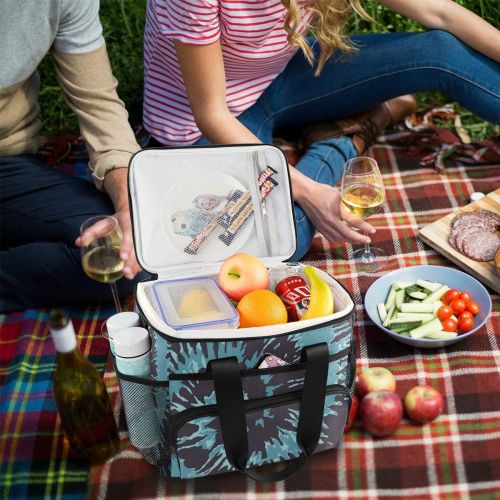  ALAZA Bule Tie Dye Large Cooler Lunch Bag, Waterproof Cooler Bag for Camping, Picnic, BBQ, Family Outdoor Activities