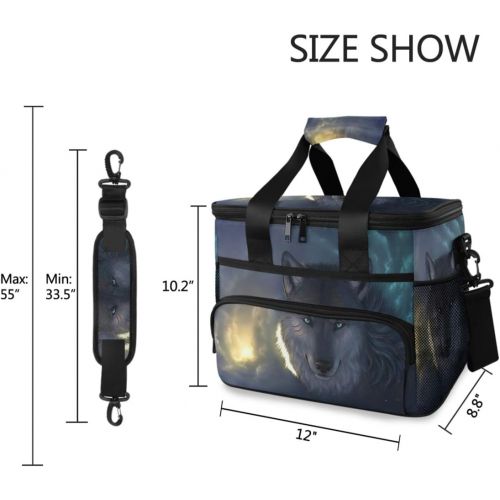  ALAZA Wolf at Night Large Cooler Bag Lunch Box Leakproof for Outdoor Travel Hiking Beach