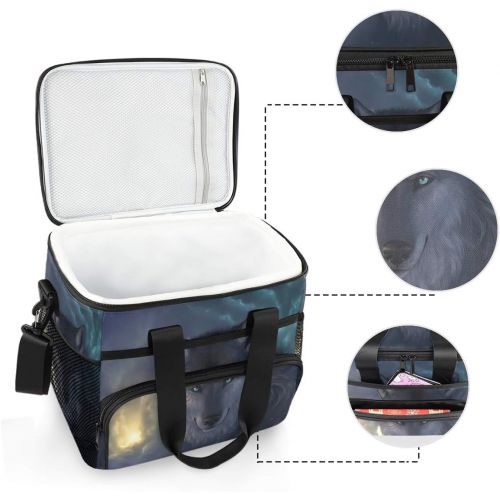  ALAZA Wolf at Night Large Cooler Bag Lunch Box Leakproof for Outdoor Travel Hiking Beach