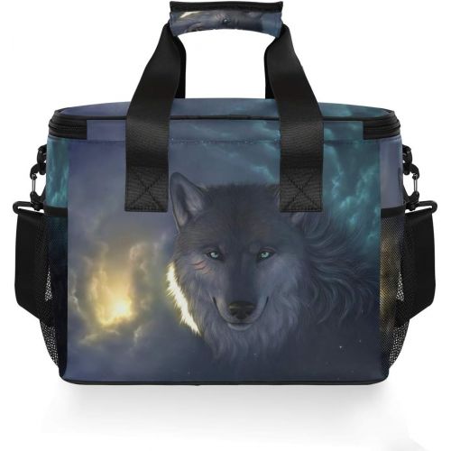  ALAZA Wolf at Night Large Cooler Bag Lunch Box Leakproof for Outdoor Travel Hiking Beach