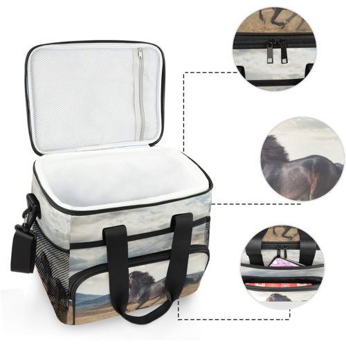  ALAZA Galloping Horse Large Cooler Bag Lunch Box Leakproof for Outdoor Travel Hiking Beach