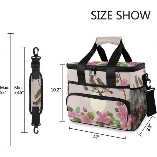  ALAZA Spring Sakura Flowers are Blooming Large Cooler Lunch Bag, Waterproof Cooler Bag for Camping, Picnic, BBQ, Family Outdoor Activities