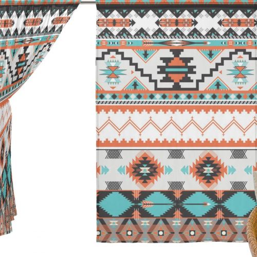  ALAZA Window Sheer Curtain Panels,Christmas Decoration Ancient Vintage Ethnic Aztec Tribal,Door Window Gauze Curtains Living Room Bedroom Kid Office Window Curtain 55x84inch Two Pa