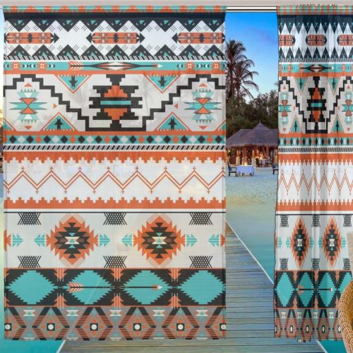  ALAZA Window Sheer Curtain Panels,Christmas Decoration Ancient Vintage Ethnic Aztec Tribal,Door Window Gauze Curtains Living Room Bedroom Kid Office Window Curtain 55x84inch Two Pa
