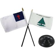 ALBATROS Christian Christ with an Appeal to Heaven Flag 4 inch x 6 inch Desk Set Table with Black Base for Home and Parades, Official Party, All Weather Indoors Outdoors