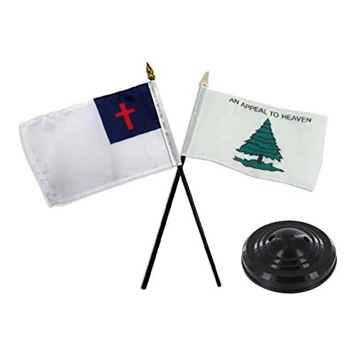  ALBATROS Christian Christ with an Appeal to Heaven Flag 4 inch x 6 inch Desk Set Table with Black Base for Home and Parades, Official Party, All Weather Indoors Outdoors