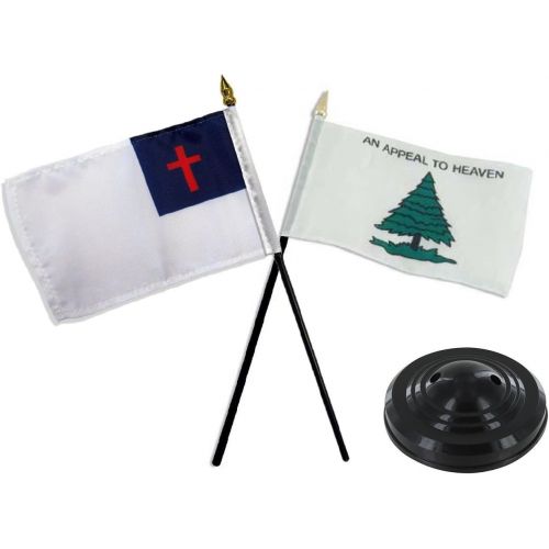  ALBATROS Christian Christ with an Appeal to Heaven Flag 4 inch x 6 inch Desk Set Table with Black Base for Home and Parades, Official Party, All Weather Indoors Outdoors