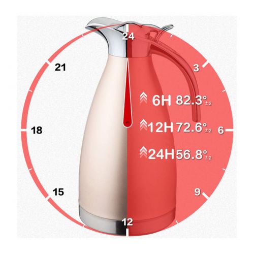  ALEENFOON Doppelwandige Isolierkanne Edelstahl Verschluss 1L fuer Kaffee Milch Tee Saft Isolierkanne (Silber)