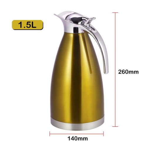  ALEENFOON Doppelwandige Isolierkanne Edelstahl Verschluss 1.5L fuer Kaffee Milch Tee Saft Isolierkanne (Champagner)