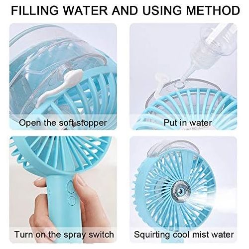  [아마존베스트]ALEENFOON Handheld Fan Battery Operated Mini Fan Small Battery Quiet Portable USB Small Fan Desktop Fan Electric Fog Fan Outdoor Personal Electric Fan