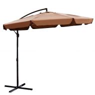 ALEKO UMB10FTTN Adjustable Outdoor Banana Hanging Canopy Umbrella Patio Waterproof Polyester with 360 Degree Rotation 8 x 10 Feet Tan