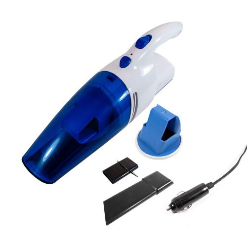  ALEKO VC605 Powerful Handheld Car Auto Vacuum Portable for Crumbs Pet Hair Dust 12 Volts Blue and White