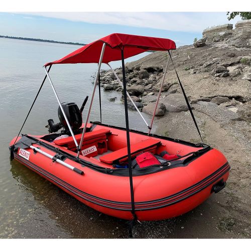  ALEKO BSTENT320R Summer Canopy Boat Tent Sun Shelter Bimini Top Sunshade for 10.5 ft Long Inflatable Boats, (4.4 x 3.4 Feet, Color Red)