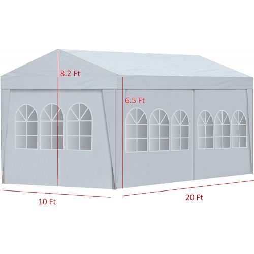  ALEKO APT20X10GAZEBO Outdoor Event Canopy Tent Wedding Party 20 x 10 x 8.5 Feet White