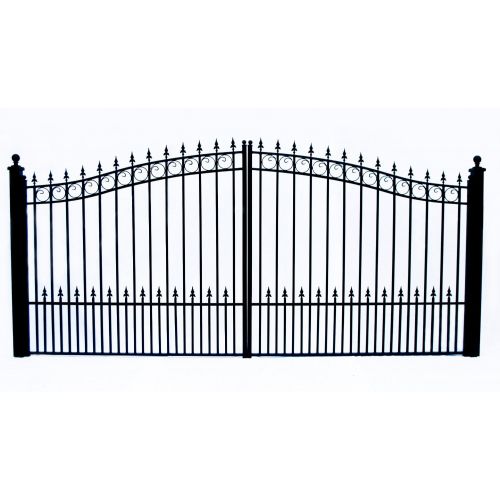  ALEKO DG14PRAD Prague Style Single Swing Galvanized Steel Driveway Security Gate 14 x 6 Feet Black