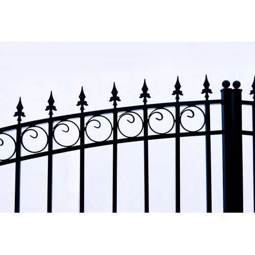  ALEKO DG14PRAD Prague Style Single Swing Galvanized Steel Driveway Security Gate 14 x 6 Feet Black