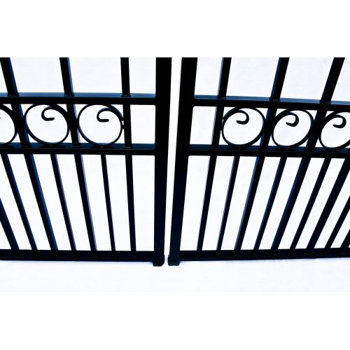  ALEKO DG12MOSD Moscow Style Dual Swing Galvanized Steel Driveway Security Gate 12 x 6 Feet Black