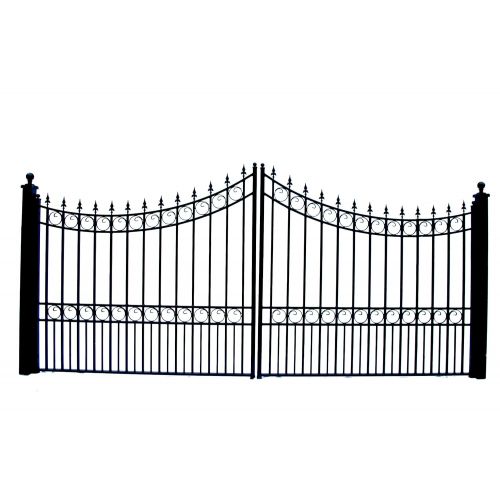  ALEKO DG12MOSD Moscow Style Dual Swing Galvanized Steel Driveway Security Gate 12 x 6 Feet Black